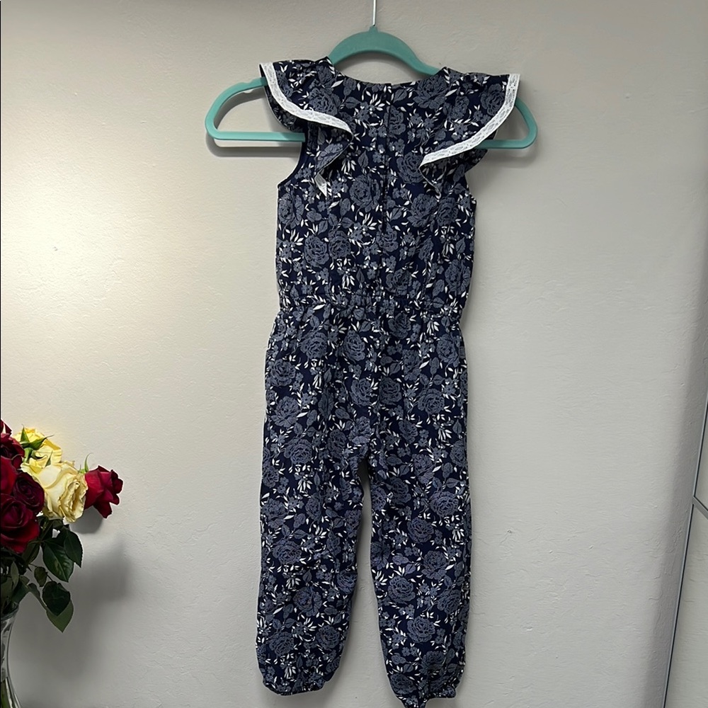 Janie and Jack‎ Blue and White Floral Jumpsuit - Picture 2 of 4